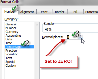 Format the cell for pecent